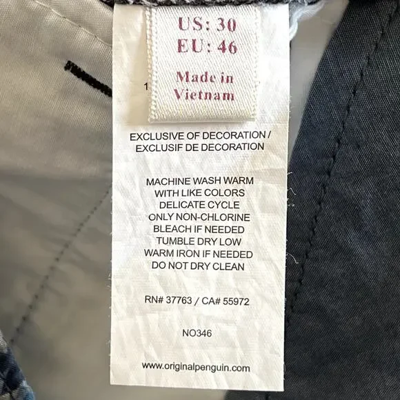 Original Penguin Mens 9" Slim Fit Casual Tropical Print Cotton Chino Shorts 30 - Picture 6 of 7